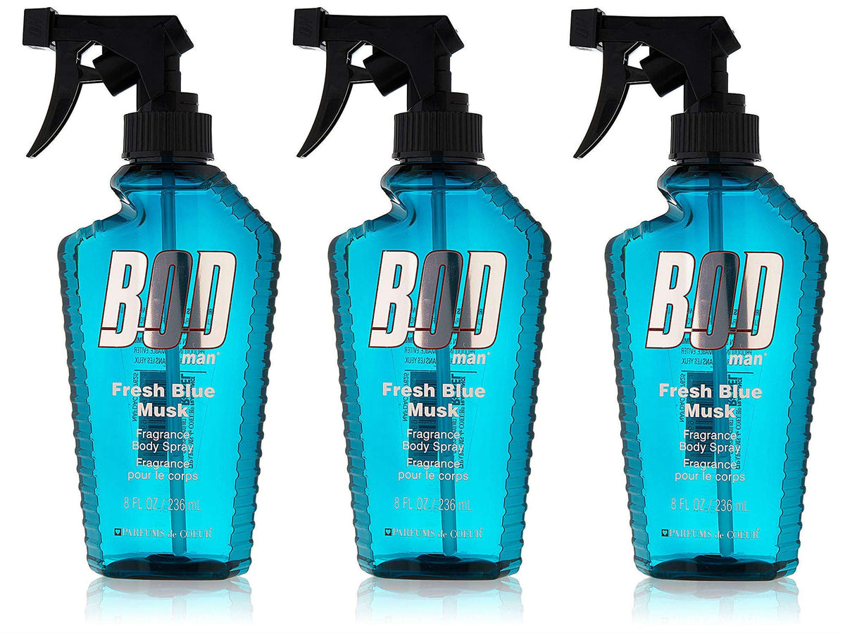 BOD Man Fresh Blue Musk Fragrance Body Spray, 8 Oz, Pack of 3
