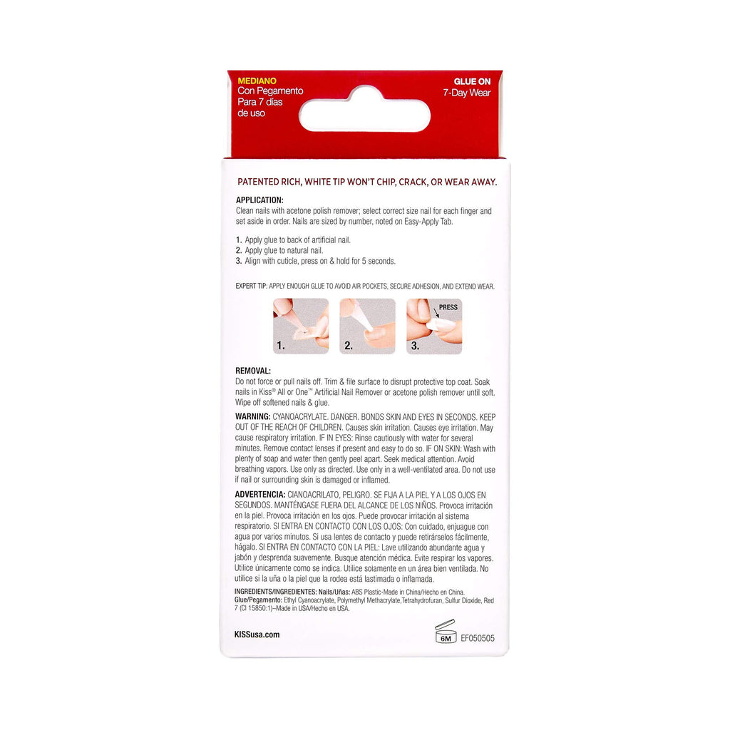 Kiss Everlasting French 28 Count Medium Flexi-Fit Pack of 6