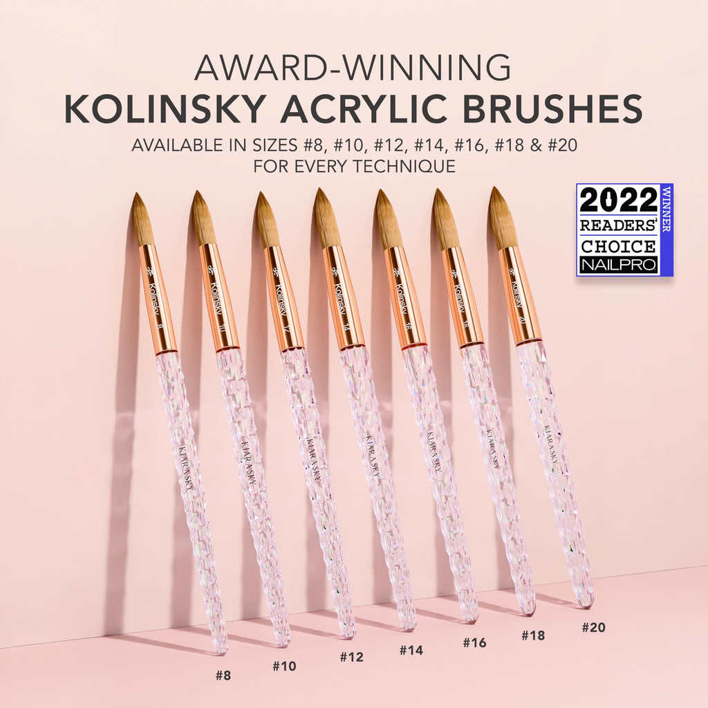 Kiara Sky Kolinsky Acrylic Nail Brush with Crystal Cut Handle