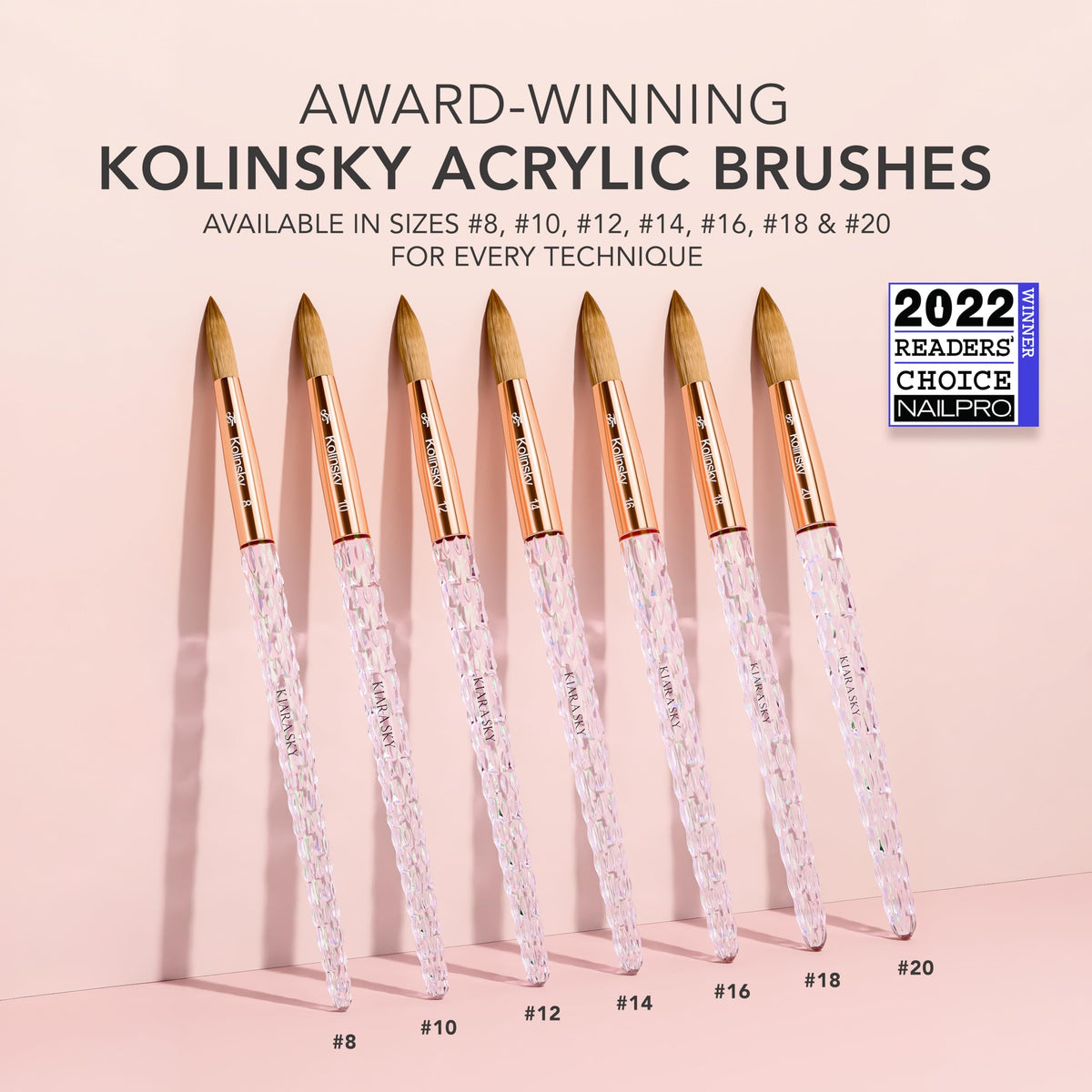 Kiara Sky Kolinsky Acrylic Nail Brush with Crystal Cut Handle