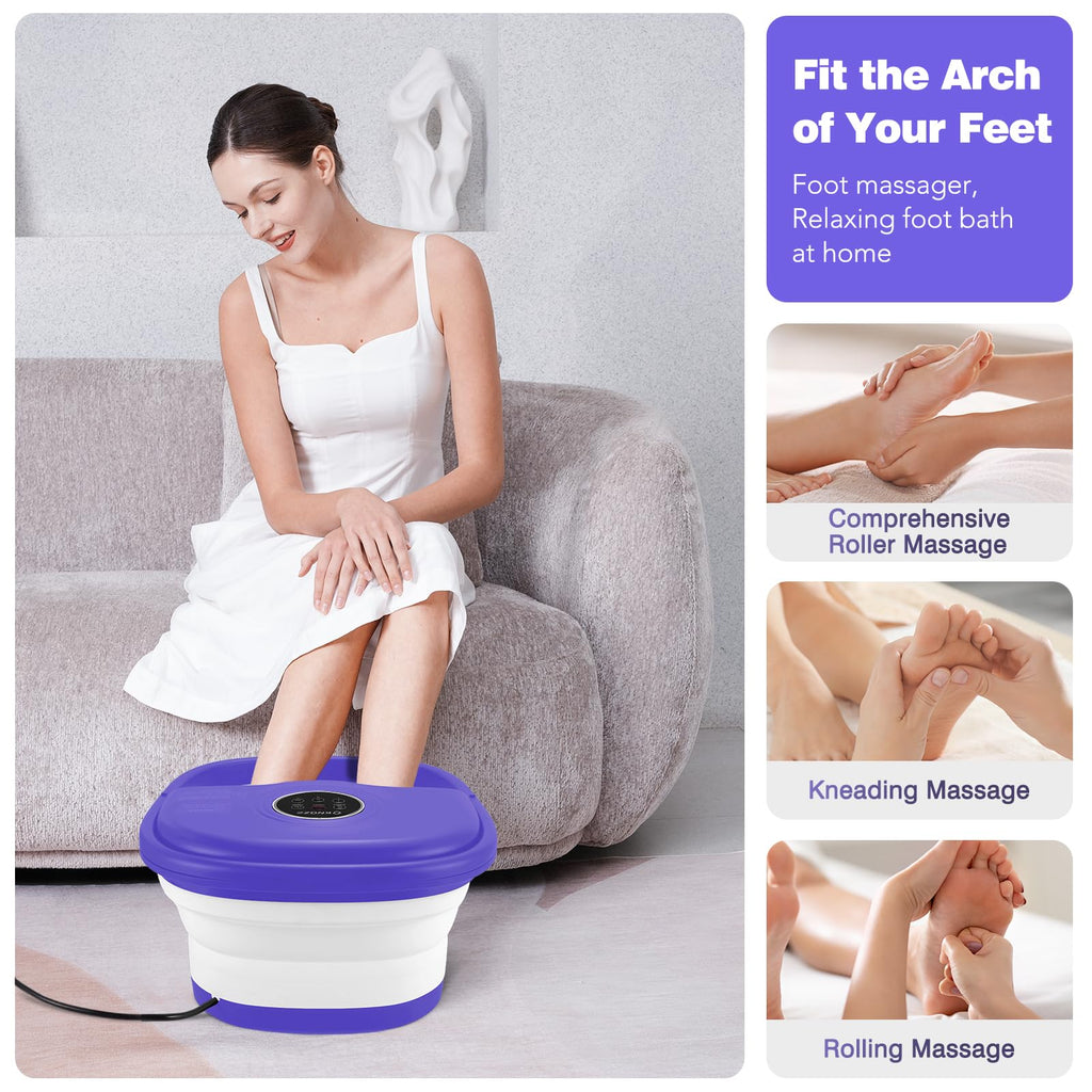 KNQZE Collapsible Foot Spa Bath with Heat, Bubbles & Massage