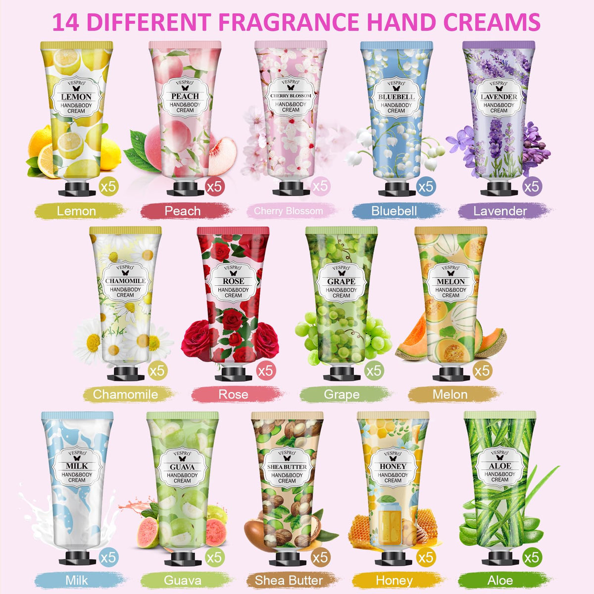 VESPRO Hand Cream Set, Mini Moisturizing Hand Lotion