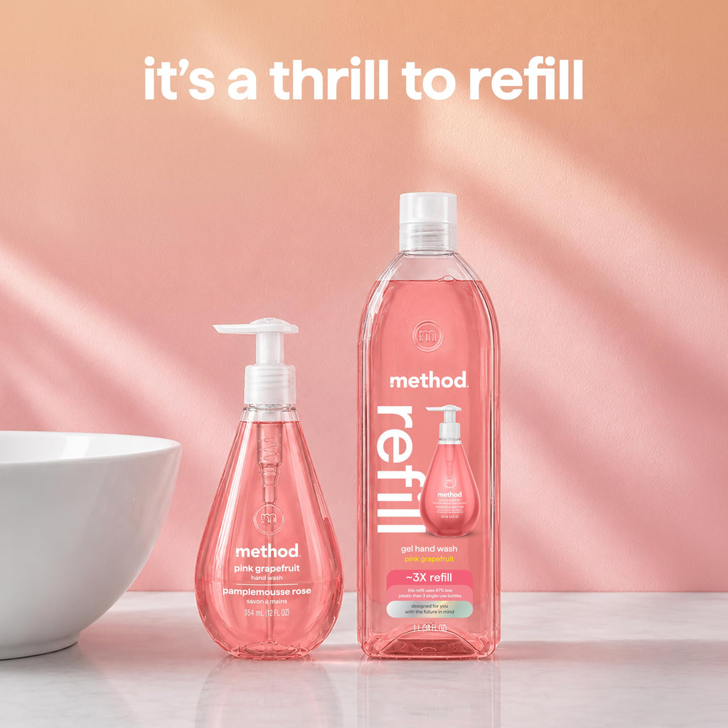 method Gel Hand Wash Refill Pink Grapefruit, 34 fl oz, 4 Pack
