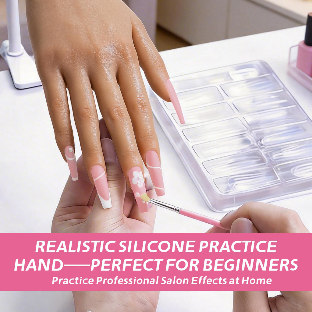 Realistic Silicone Practice Hand for Acrylic, Gel and Nail Polish Training