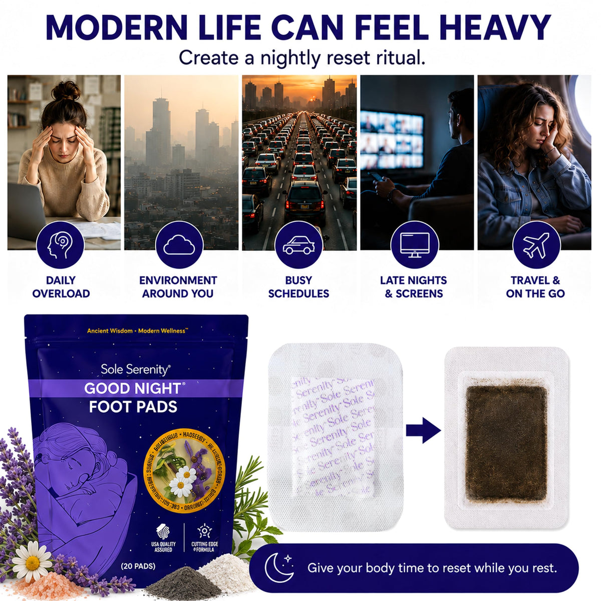 Sole Serenity Good Night Foot Pads with Magnesium and Lavender, 20 Pads