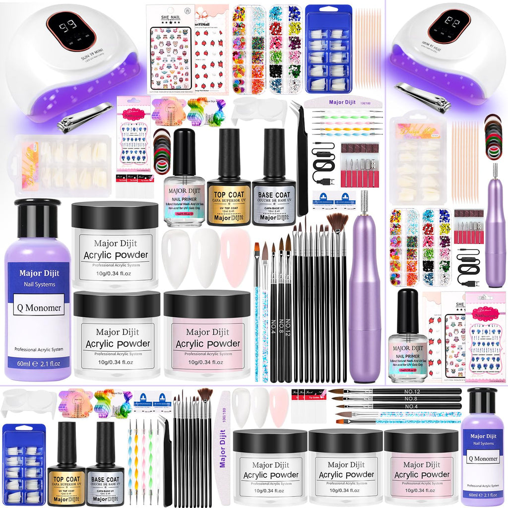 Major Dijit Acrylic Nail Kit with Drill, UV LED Lamp and Nail Art Tools