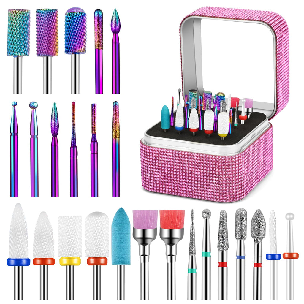 Cellentool 25-Piece 3/32 Inch Nail Drill Bits Set with Storage Box