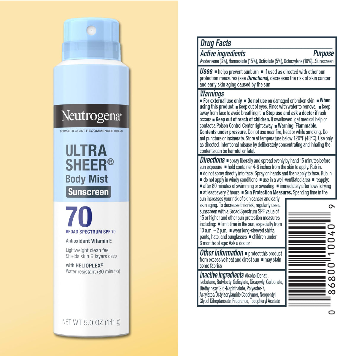 Neutrogena Ultra Sheer Dry-Touch SPF 70 Sunscreen Spray