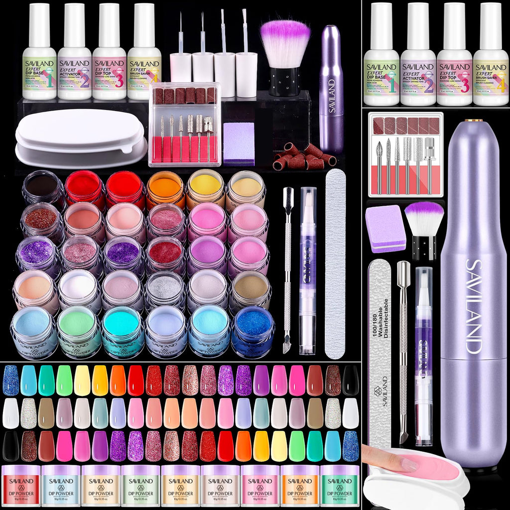 SAVILAND Dip Powder Nail Kit for DIY Manicure and Nail Art