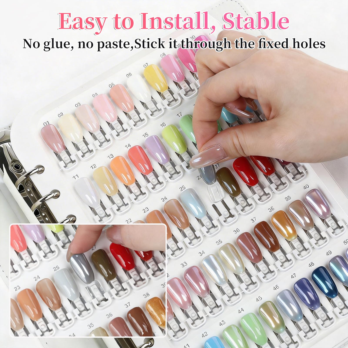 Nail Polish Color Swatch Book with Replacement Tips and Number Labels