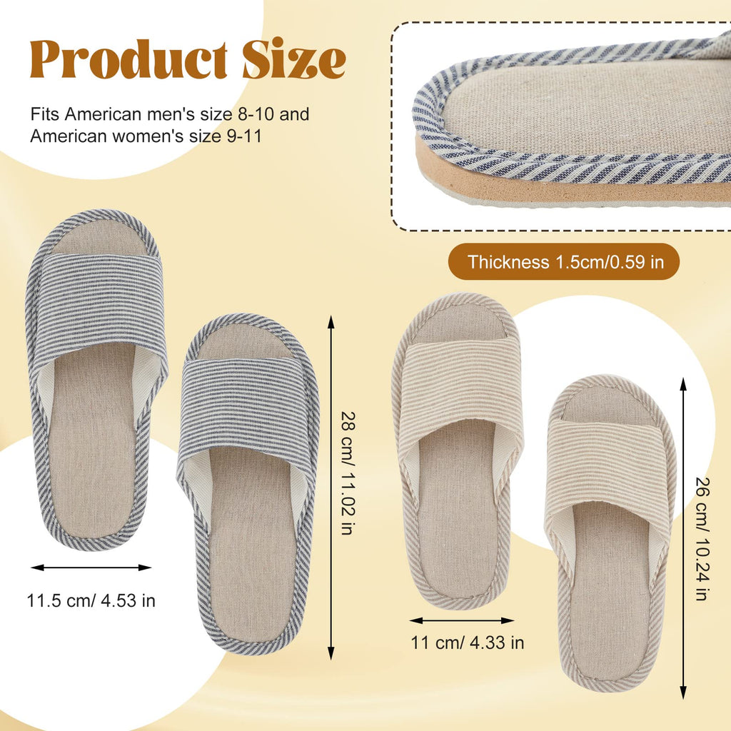 Mepase 8 Pairs Washable Open Toe House Slippers with Nonslip EVA Sole