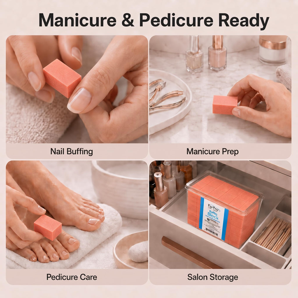 ForPro Orange Mini Buffing Nail Blocks, 100/180 Grit, 1000 Count