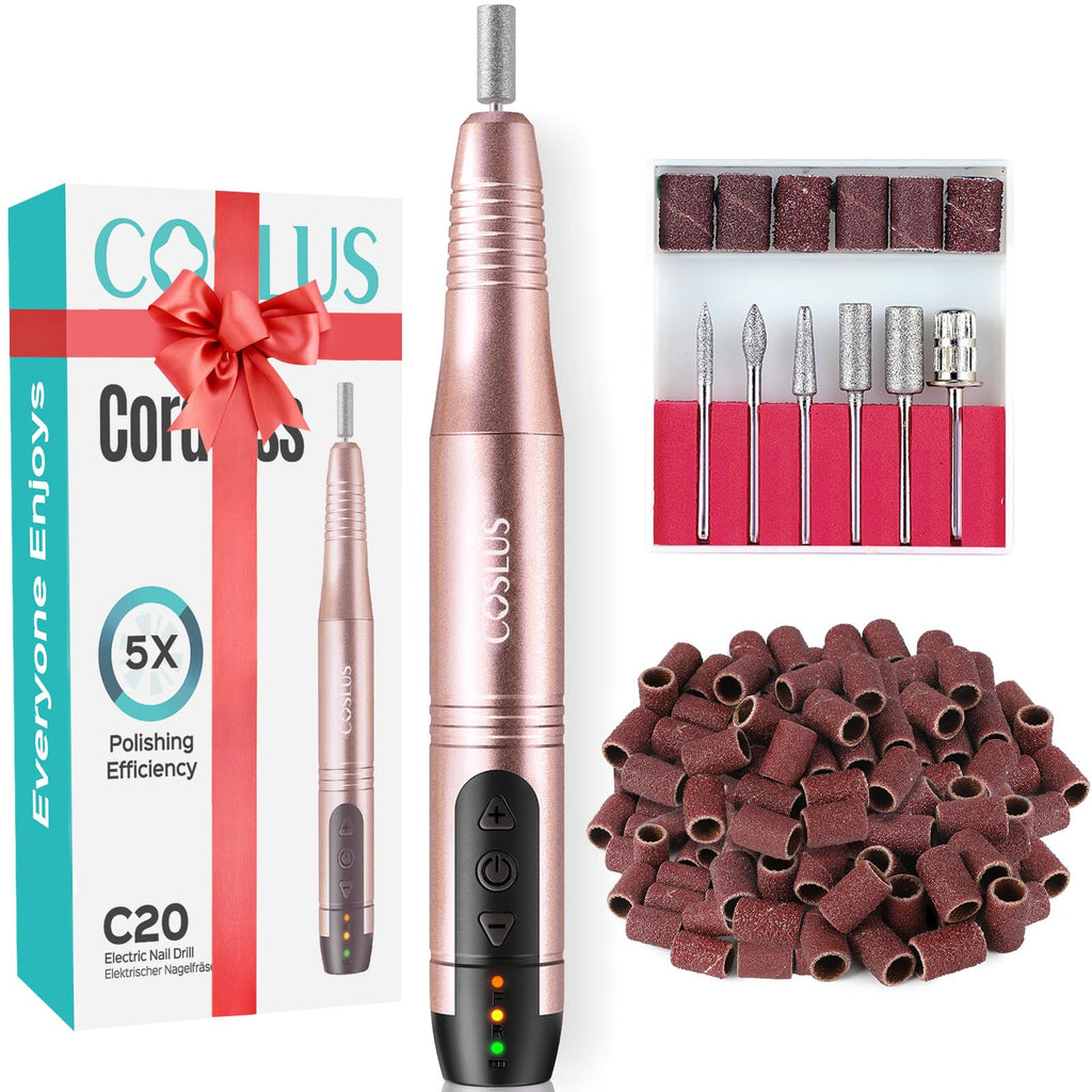 COSLUS C20 Cordless Nail Drill Electric File Kit for Manicure & Pedicure