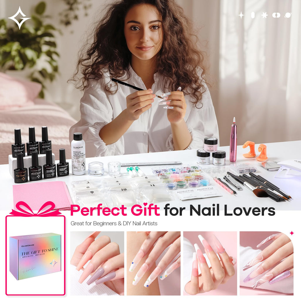Glamonade Acrylic Nail Kit for Beginners, DIY Nail Art Starter Set