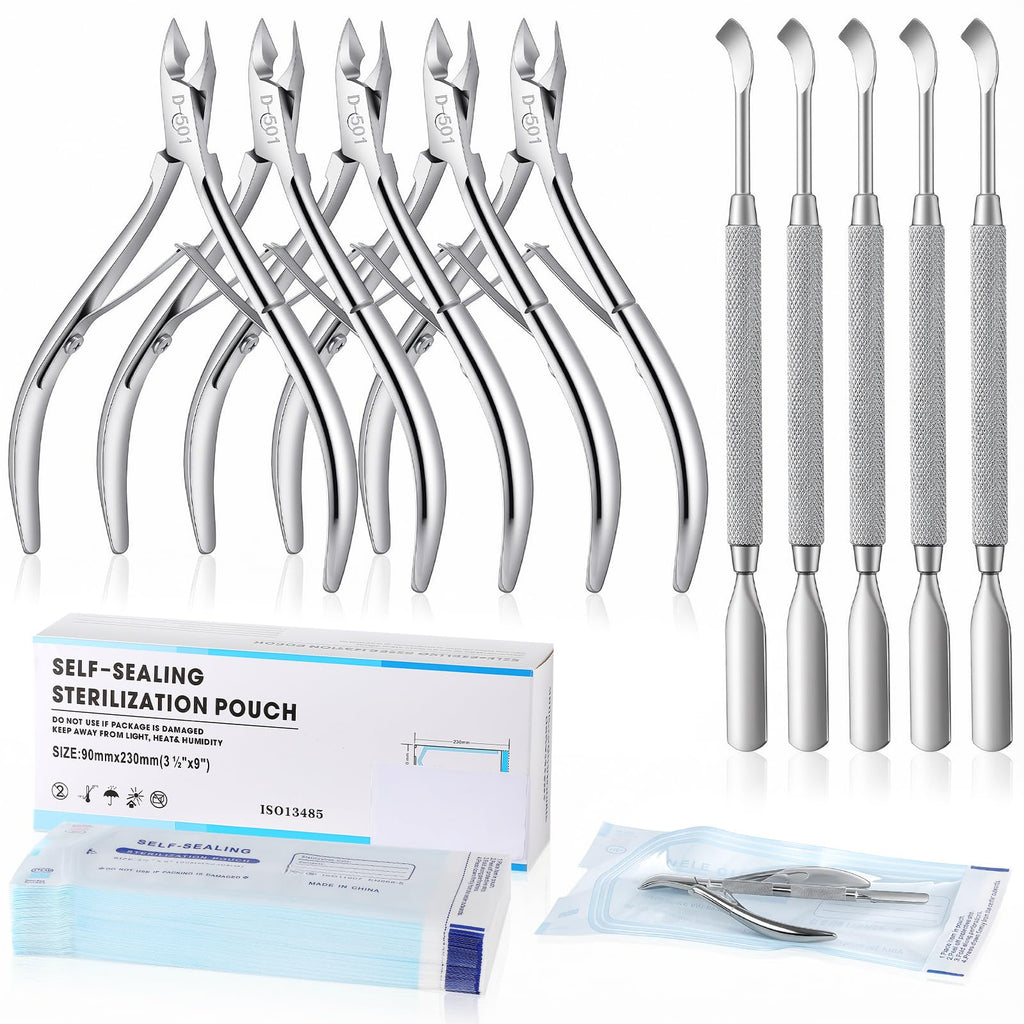 Lothee Cuticle Trimmer and Pusher Kit with Sterilization Pouches