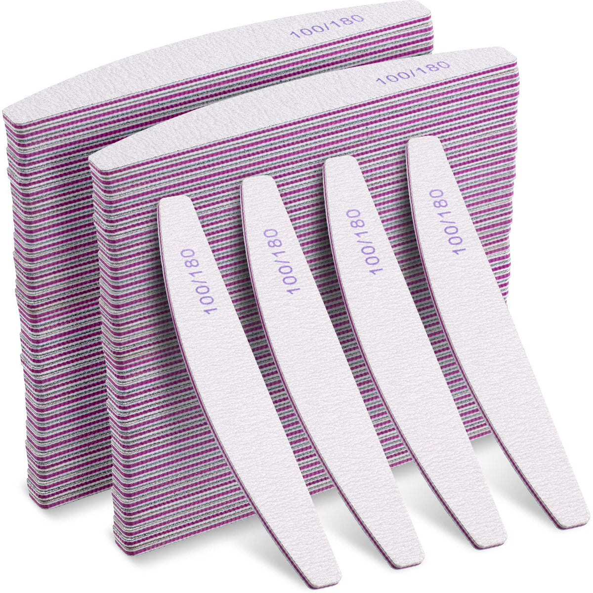 150-Piece 100/180 Grit Curved Double-Sided Nail Files