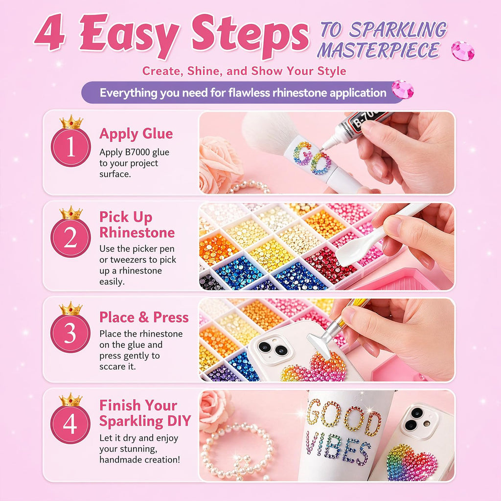 40,000-Piece Resin Rhinestone Bedazzling Kit with 42 Colors and B7000 Glue