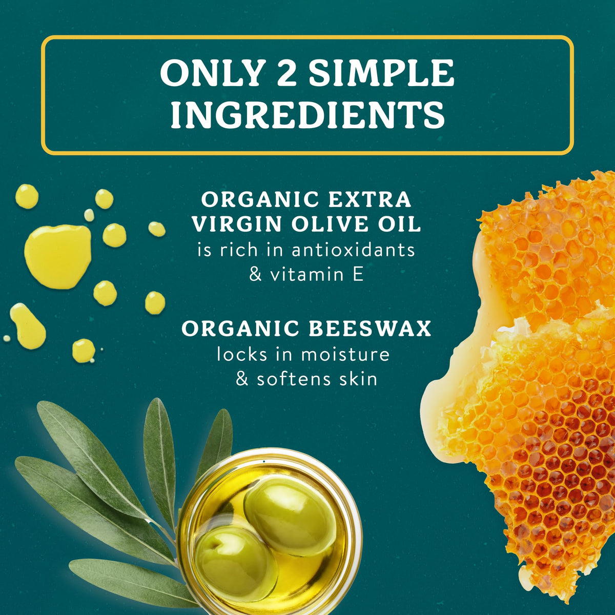 Badger Balm Unscented Organic Olive Oil & Beeswax Moisturizer, 2 oz Tin