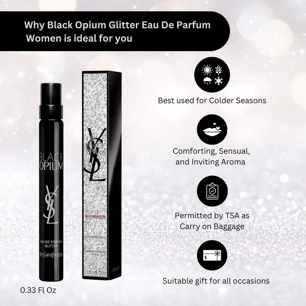 Yves Saint Laurent Black Opium Glitter Eau de Parfum for Women, 0.33 Fl Oz