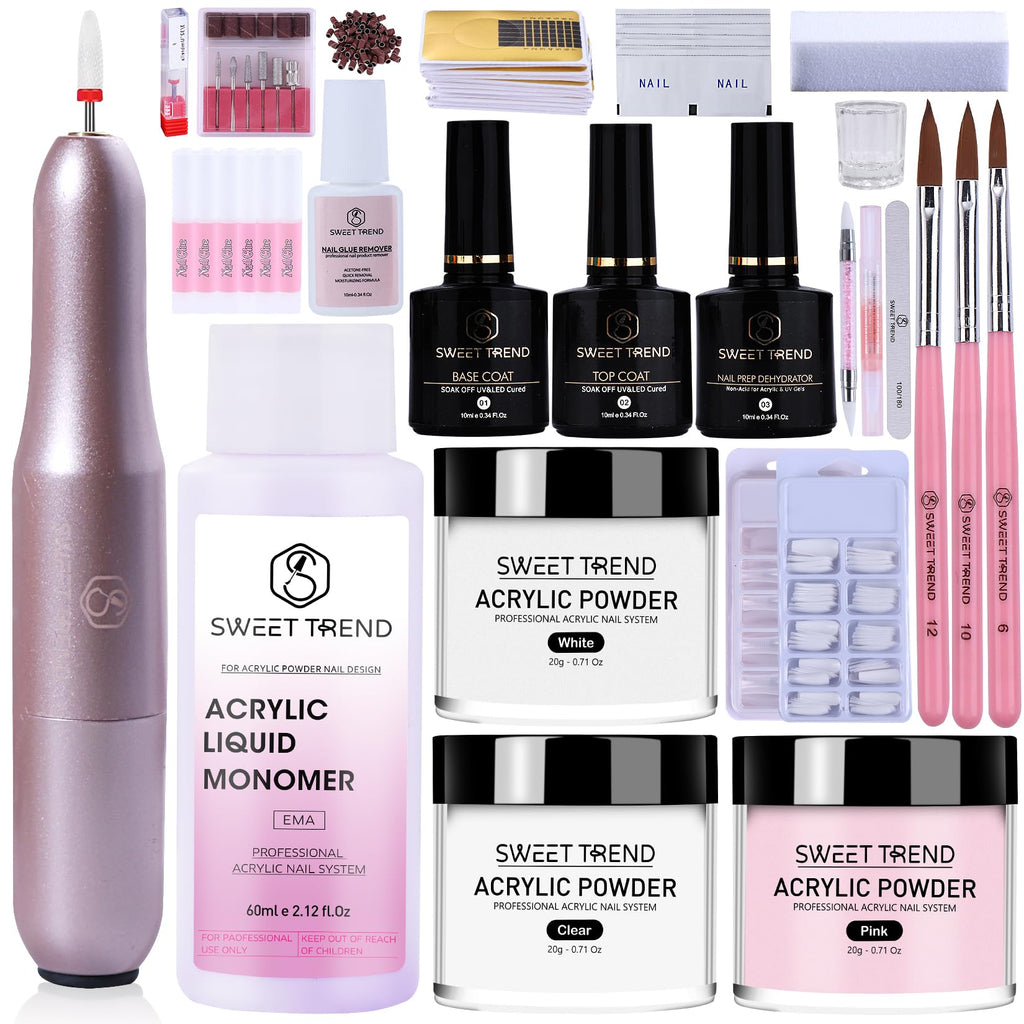 Sweet Trend Acrylic Nail Kit with Drill, Powders, Liquid and Nail Art Tools