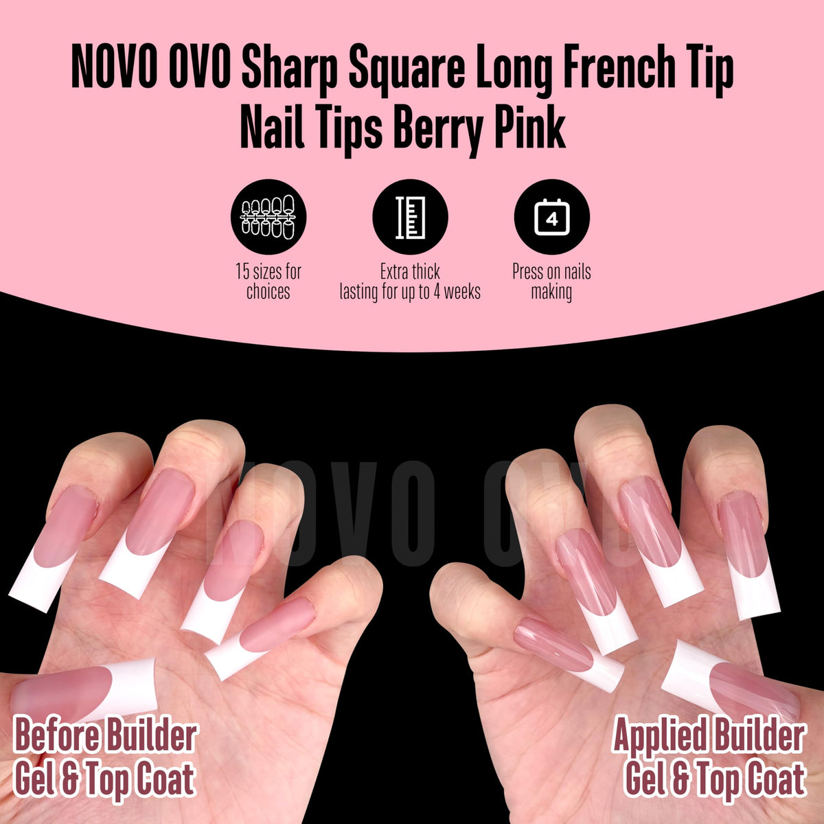 NOVO OVO Soft Gel Full Cover Press-On Nail Tips