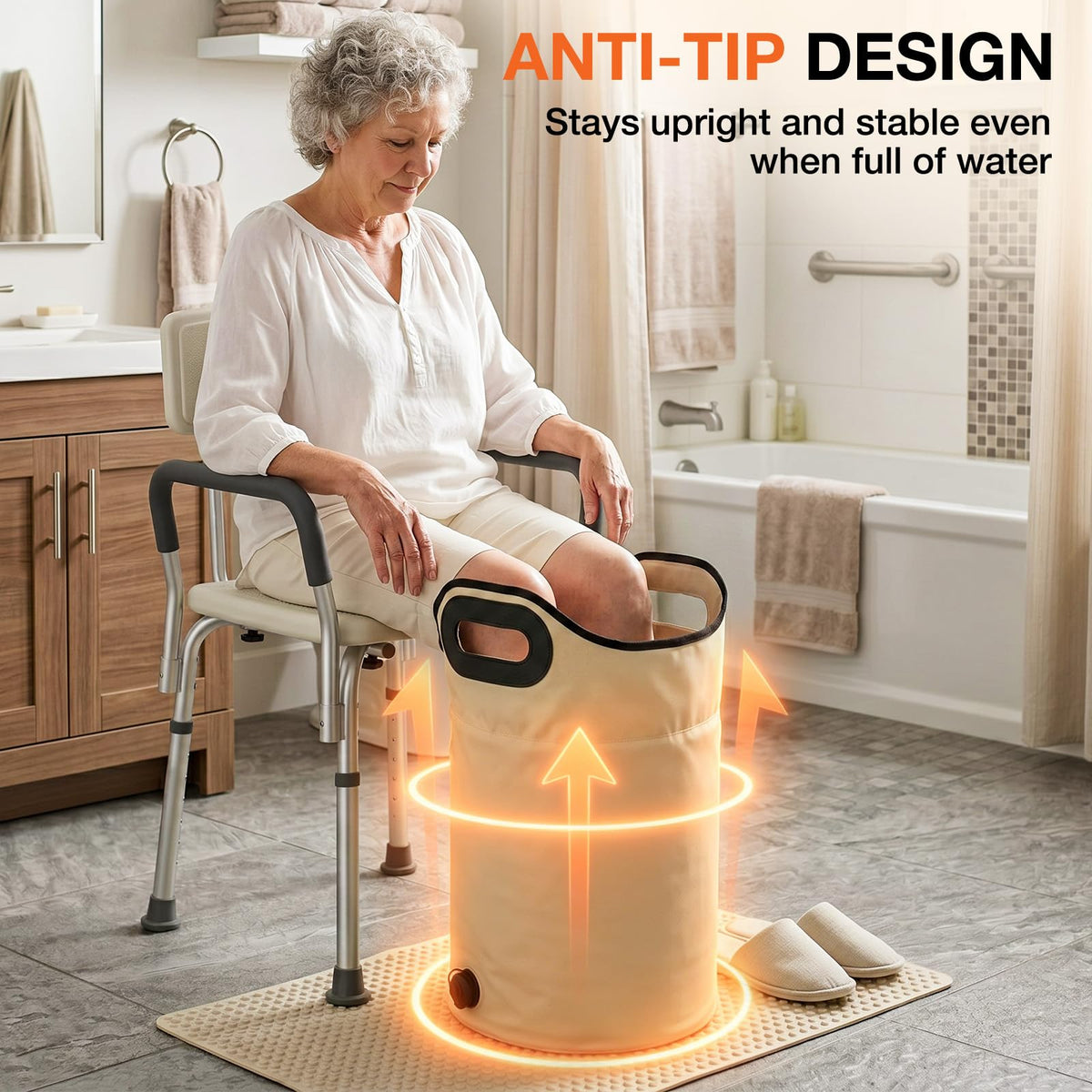 Collapsible Foot Bath Bag with Drainage Hole, Portable Folding Foot Spa Tub