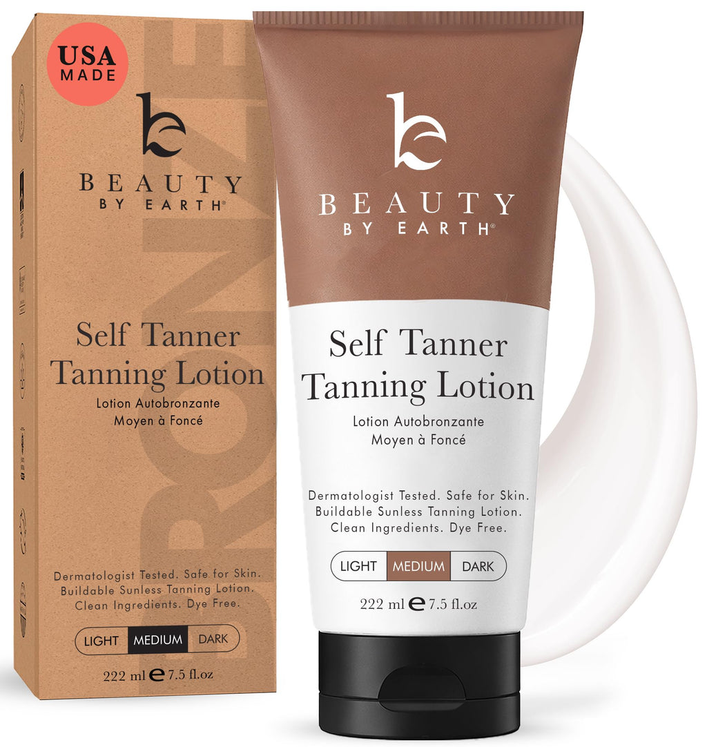 Beauty by Earth Self Tanner Lotion – Natural Glow for Face & Body