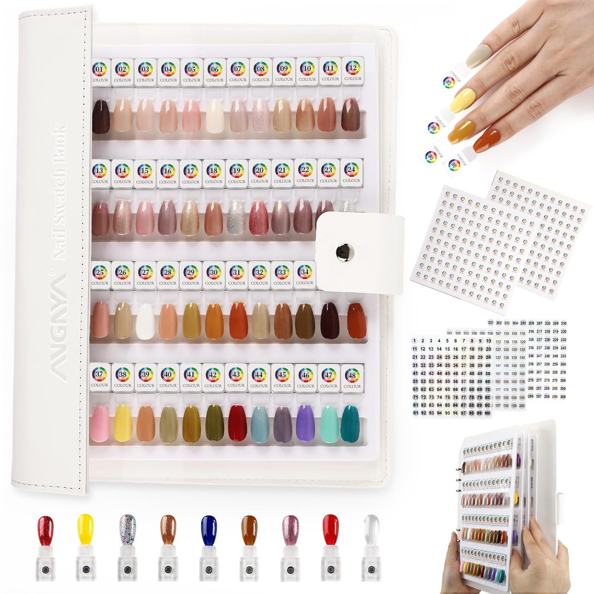 ANGNYA Magnetic Nail Swatch Book for Nail Color Display