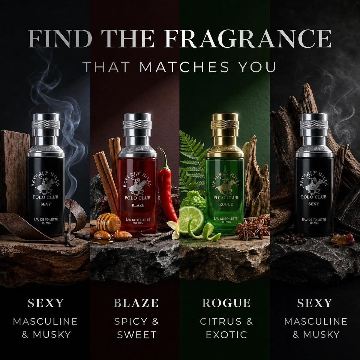 Beverly Hills Polo Club Men's Fragrance Collection, 4-Piece Eau de Toilette Set