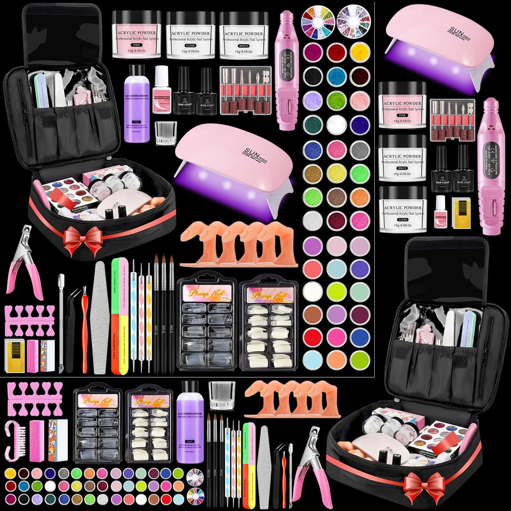 Professional Acrylic Nail Kit for Beginners with UV Lamp and Nail Drill