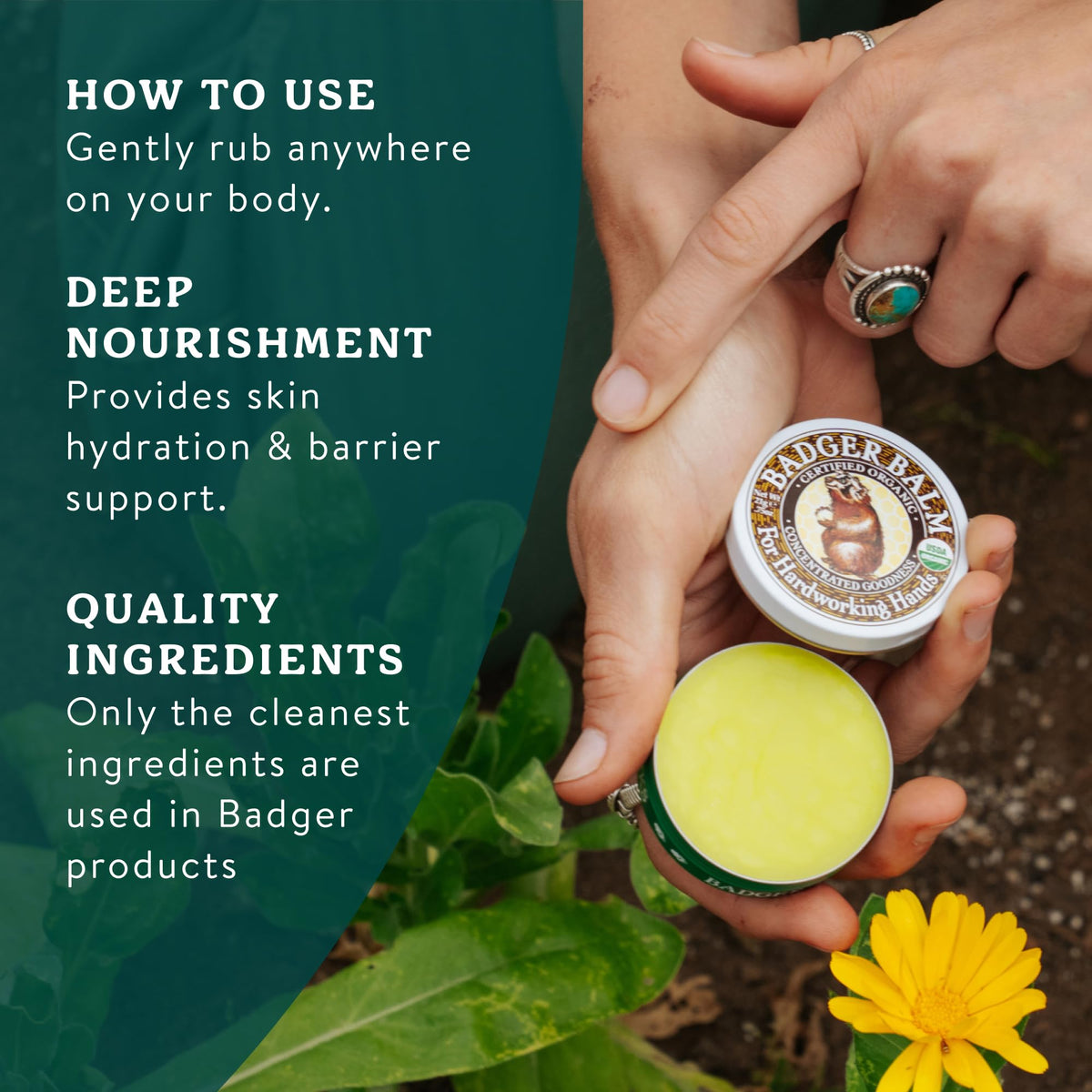 Badger Healing Balm Organic Hand Moisturizer for Dry, Cracked Skin