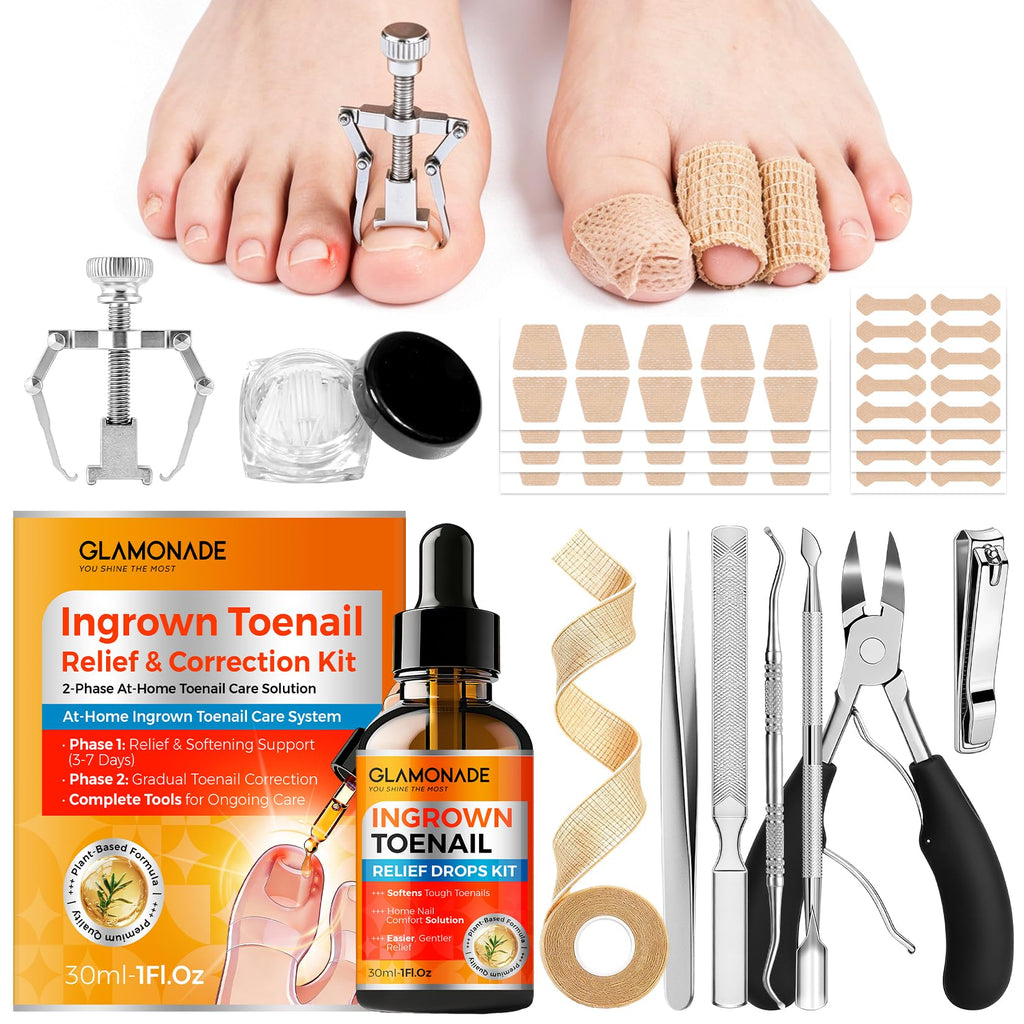 Glamonade Ingrown Toenail Removal Kit, 13-Piece At-Home Care Set