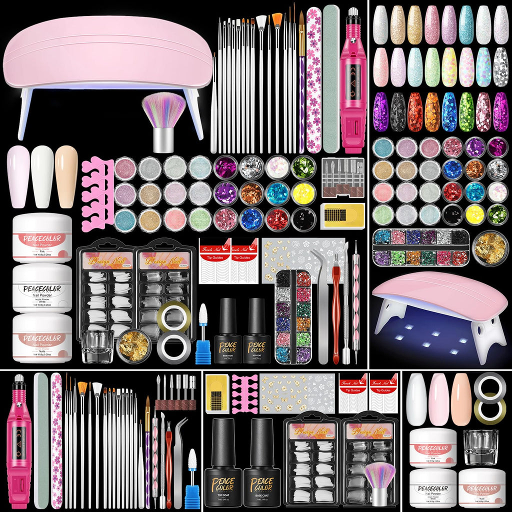 Acrylic Nail Kit with Drill and UV Light