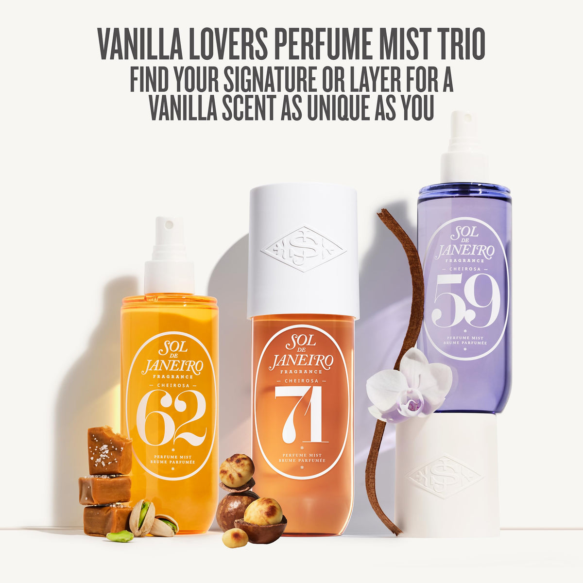 Sol de Janeiro Cheirosa Vanilla Perfume Mist Bundle, Set of 3, 3 fl oz Each