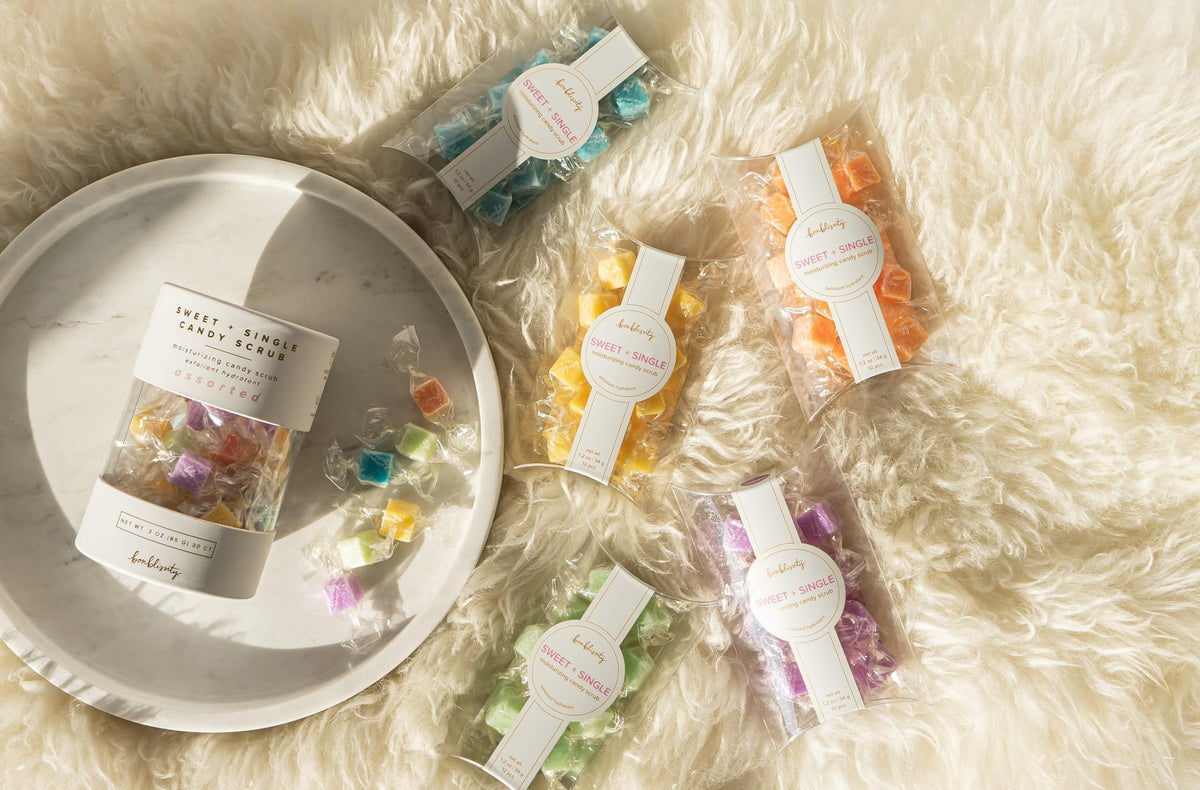 Bonblissity Sugar Cubes Candy Scrub, 30-Piece Assorted Scent Spa Gift Set