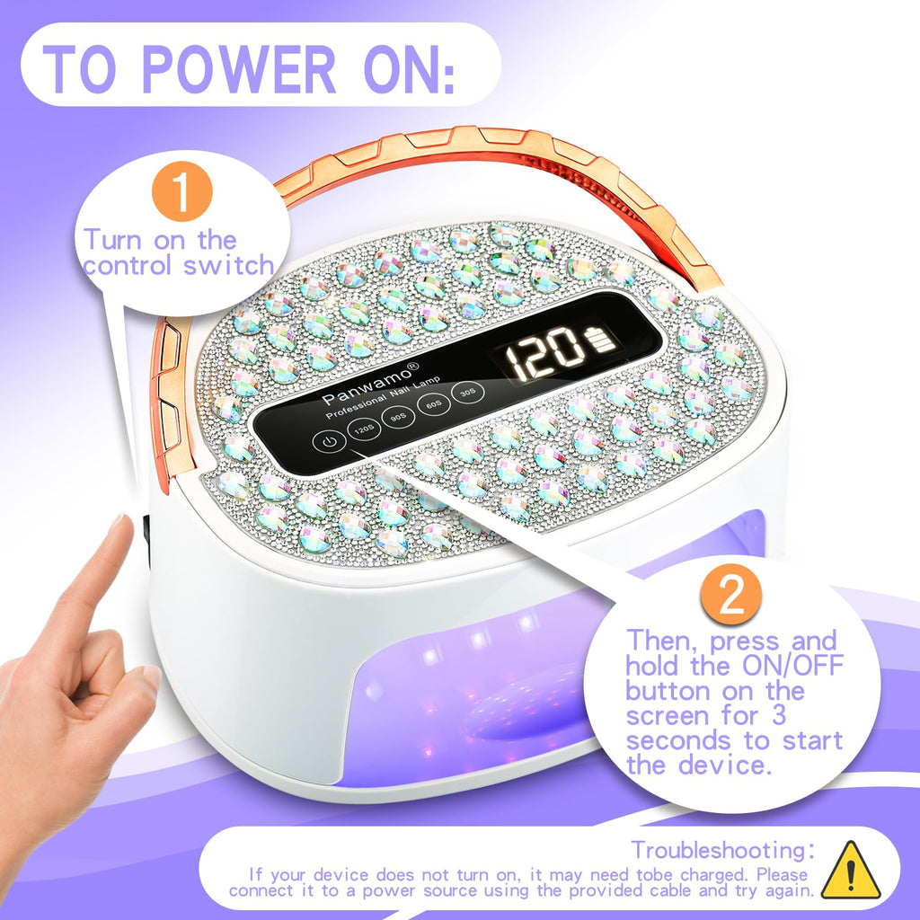 UV LED Nail Lamp, Rechargeable Cordless Gel Polish Dryer with 45 LEDs