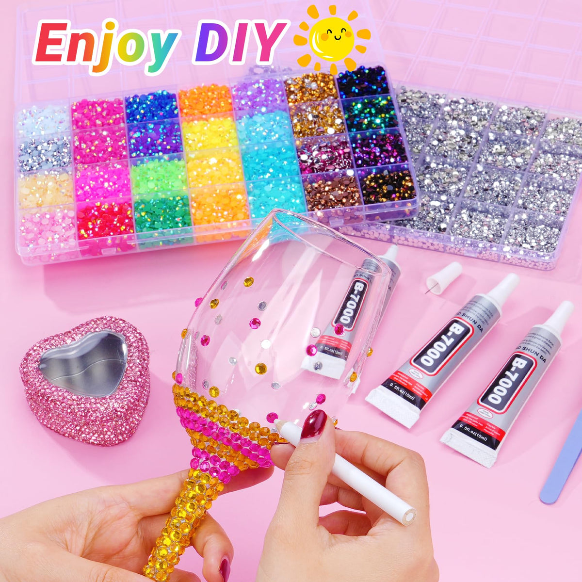 79,000-Piece Rhinestone Bedazzling Kit with B7000 Glue and Crafting Tools