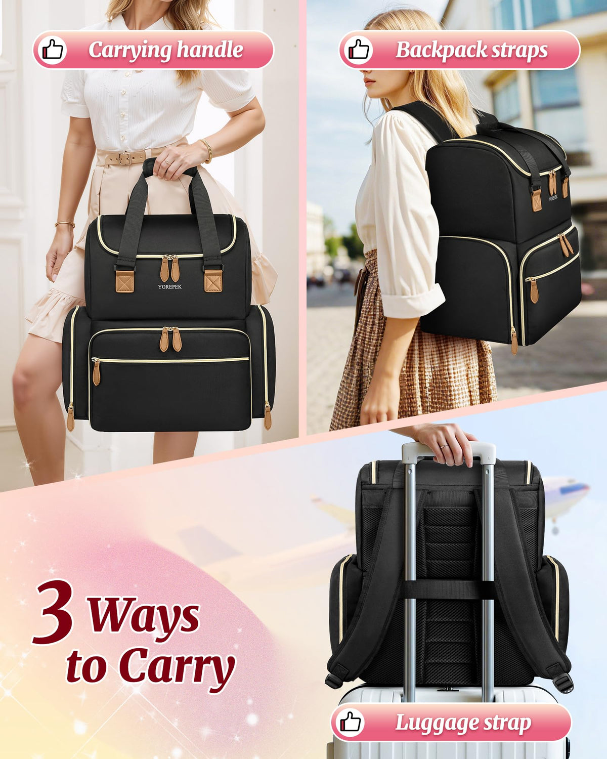 YOREPEK Large Nail Polish Organizer Backpack with Removable Pouches