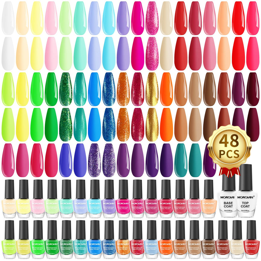 Morovan Nail Polish Set with Quick-Dry Regular Nail Colors