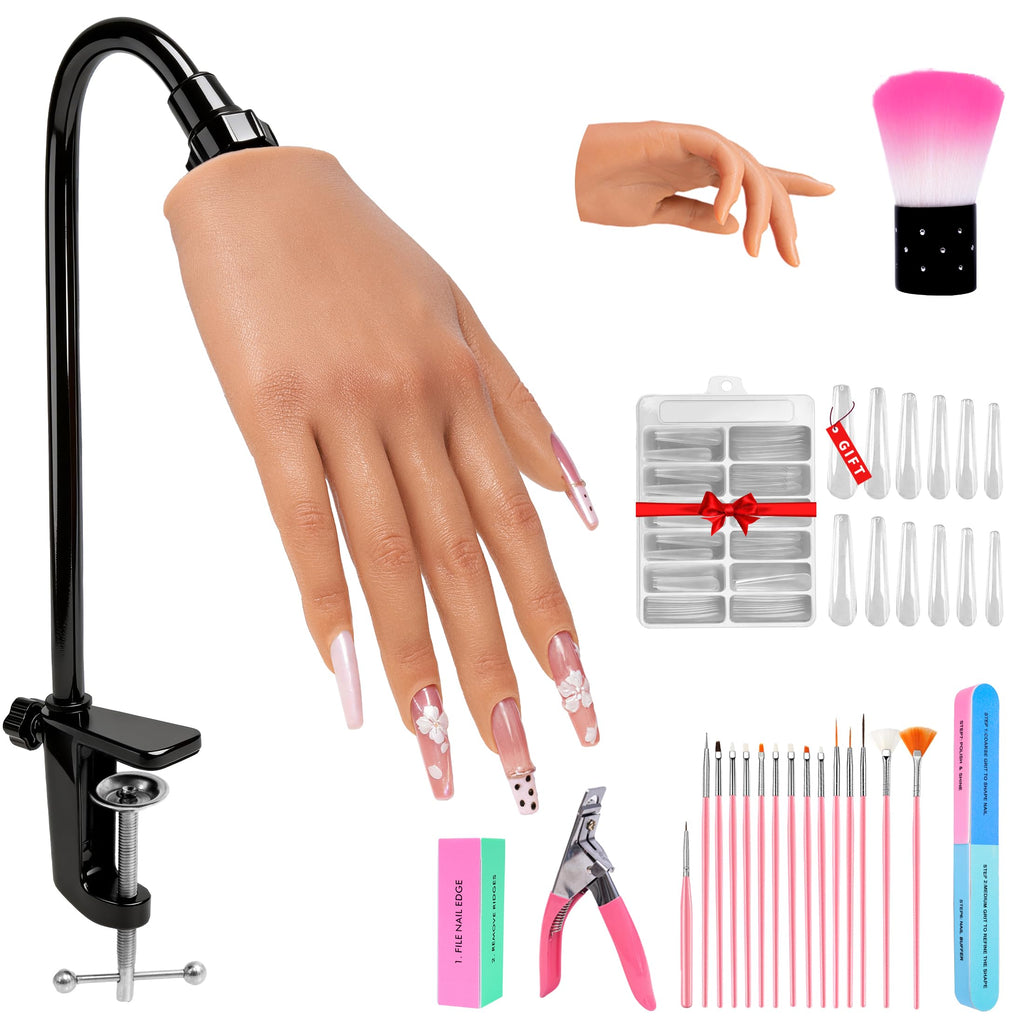 Realistic Silicone Practice Hand for Acrylic and Gel Nail Training Kit