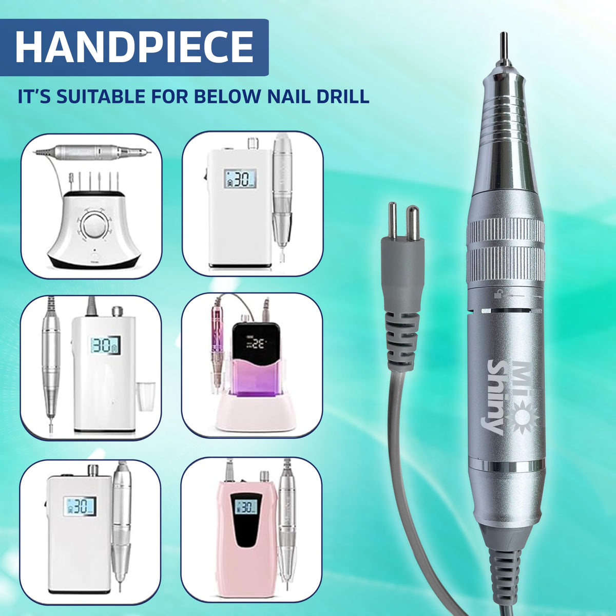 Nail Drill Handpiece Replacement with 2-Pin Jack for MelodySusie and AIRSEE