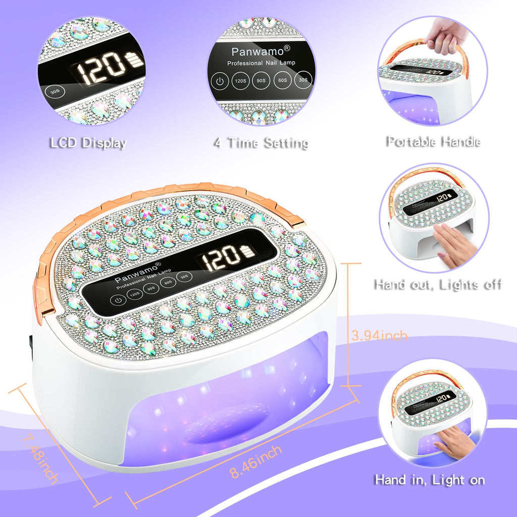 UV LED Nail Lamp, Rechargeable Cordless Gel Polish Dryer with 45 LEDs