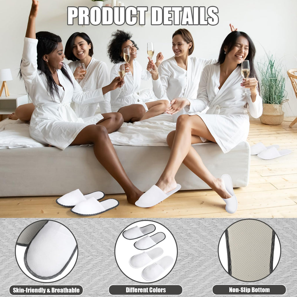 Ramede Non-Slip Disposable Fluffy Closed-Toe Slippers