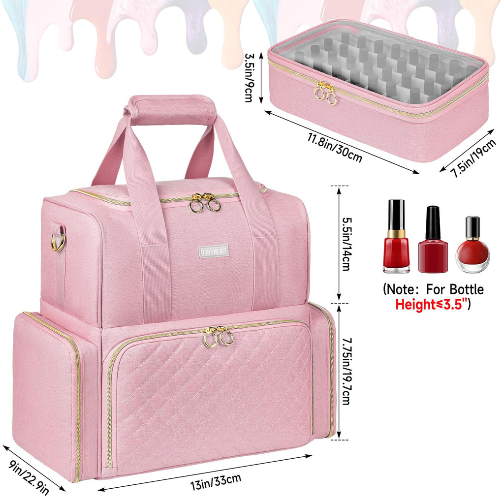 Nail Polish Organizer Bag with Removable Cases and Lamp Storage