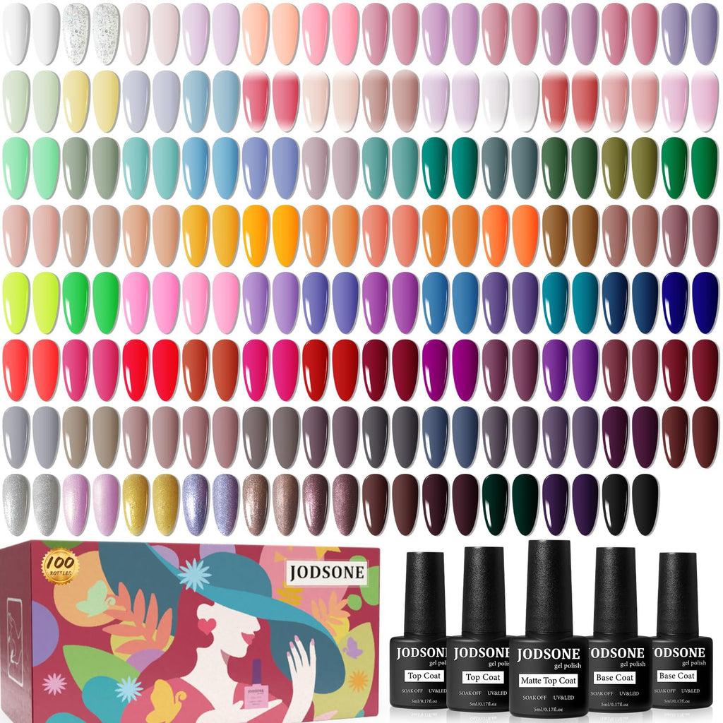 JODSONE 100-Piece Gel Nail Polish Kit with 95 Colors and Top Coats