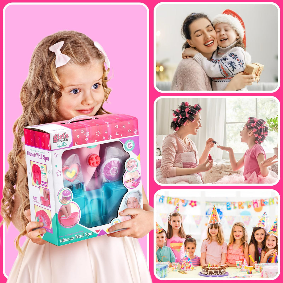 Kids Spa Day Kit with Foot Spa, Nail Dryer & Bath Bombs