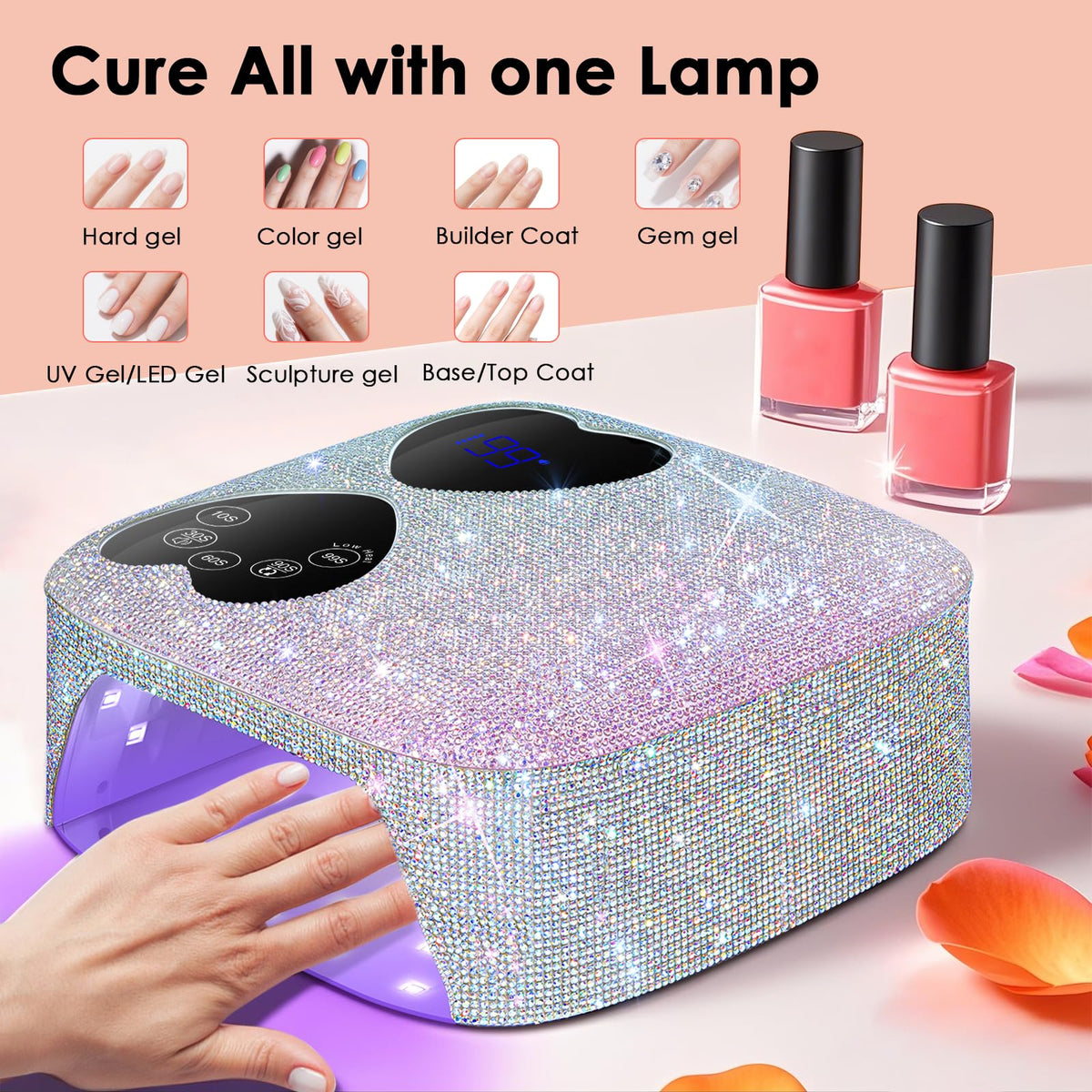 HUITINE 80W Cordless UV LED Nail Lamp for Gel Polish