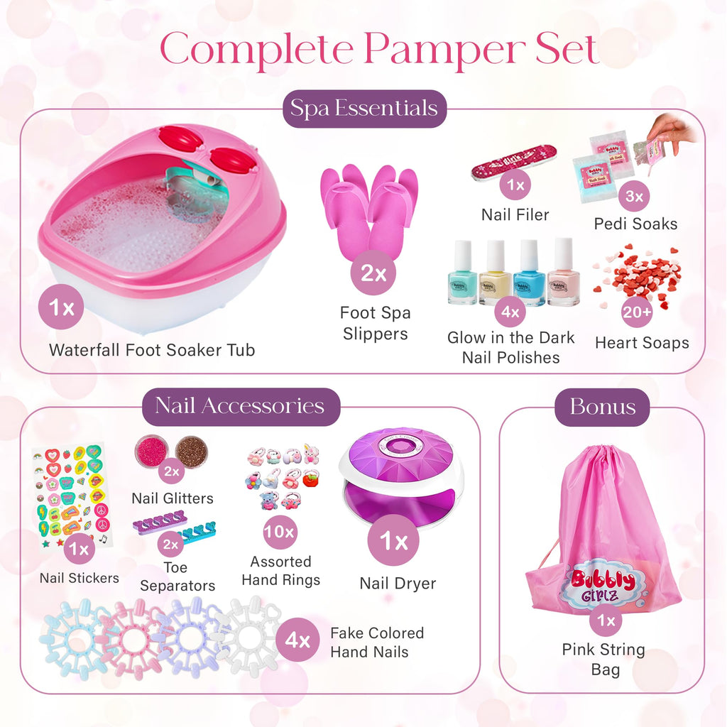 Glow-in-the-Dark Kids Spa Day Kit for Girls, 42+ Pieces