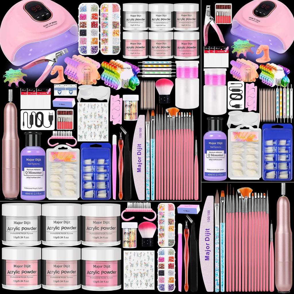 Acrylic Nail Art Kit with UV Lamp, Drill, Monomer and Powder