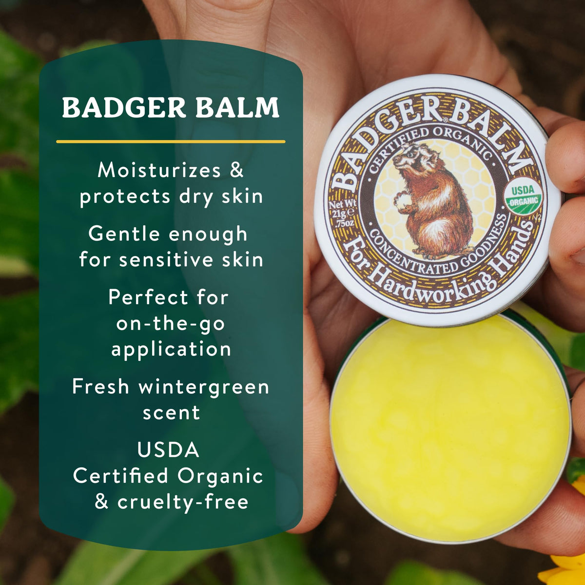 Badger Healing Balm Organic Hand Moisturizer for Dry, Cracked Skin
